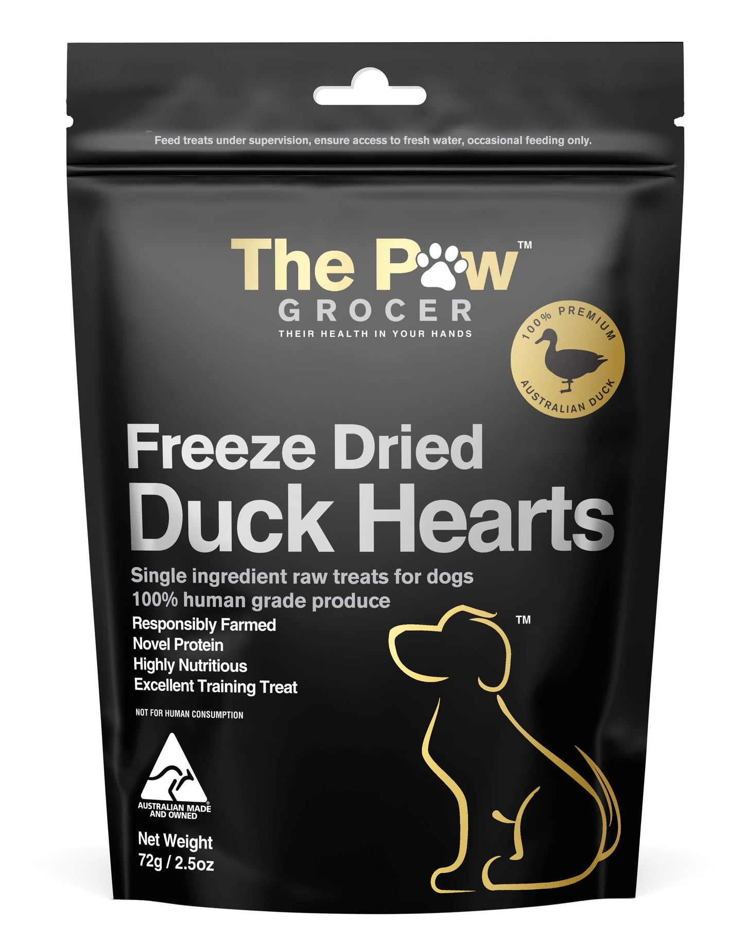 The Paw Grocer Freeze Dried Duck Heart 72g