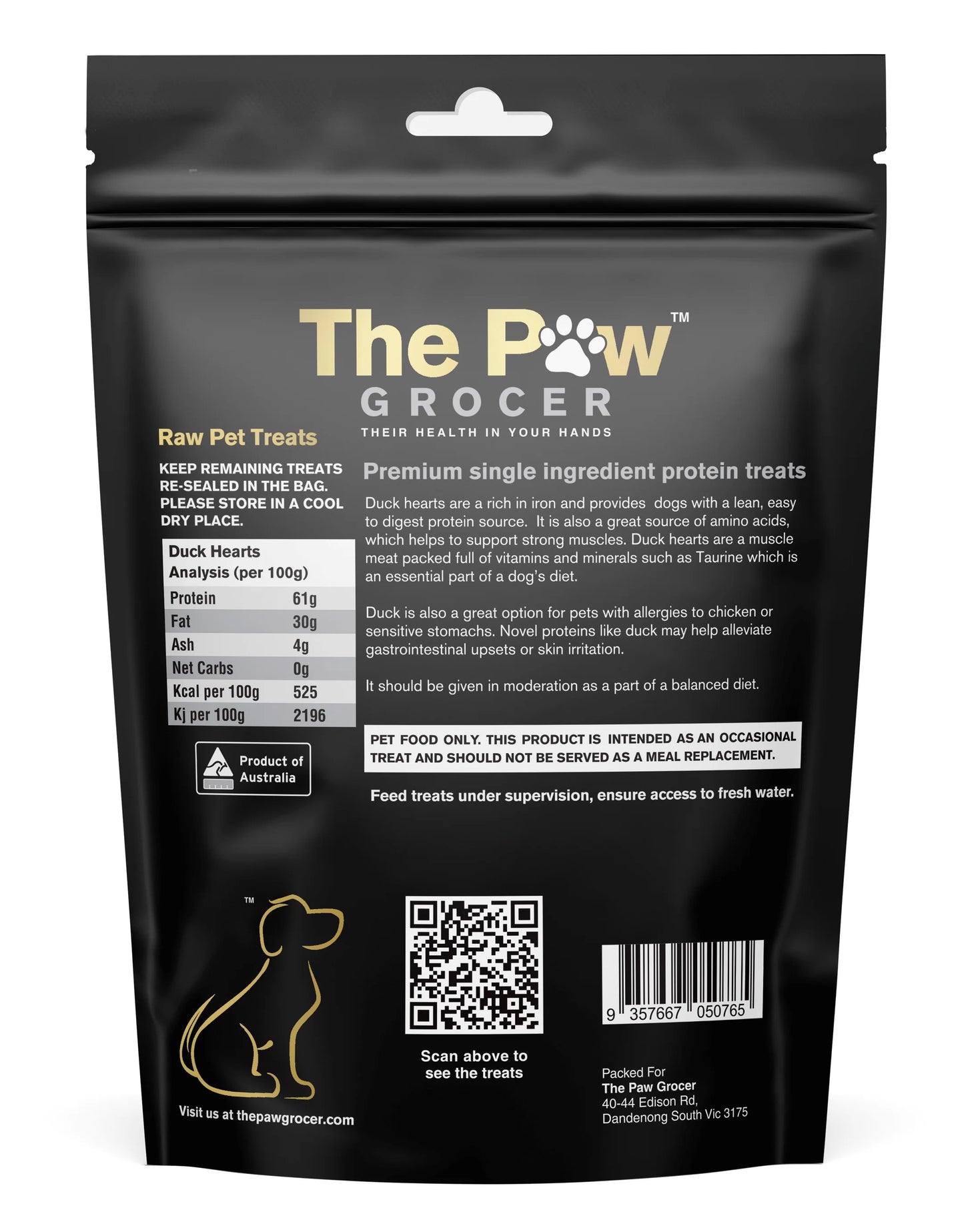 The Paw Grocer Freeze Dried Duck Heart 72g
