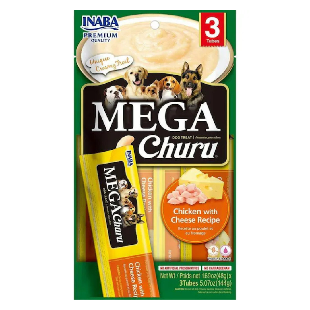 INABA Dog Mega Churu Puree Chicken with Cheese 144g (6pk)