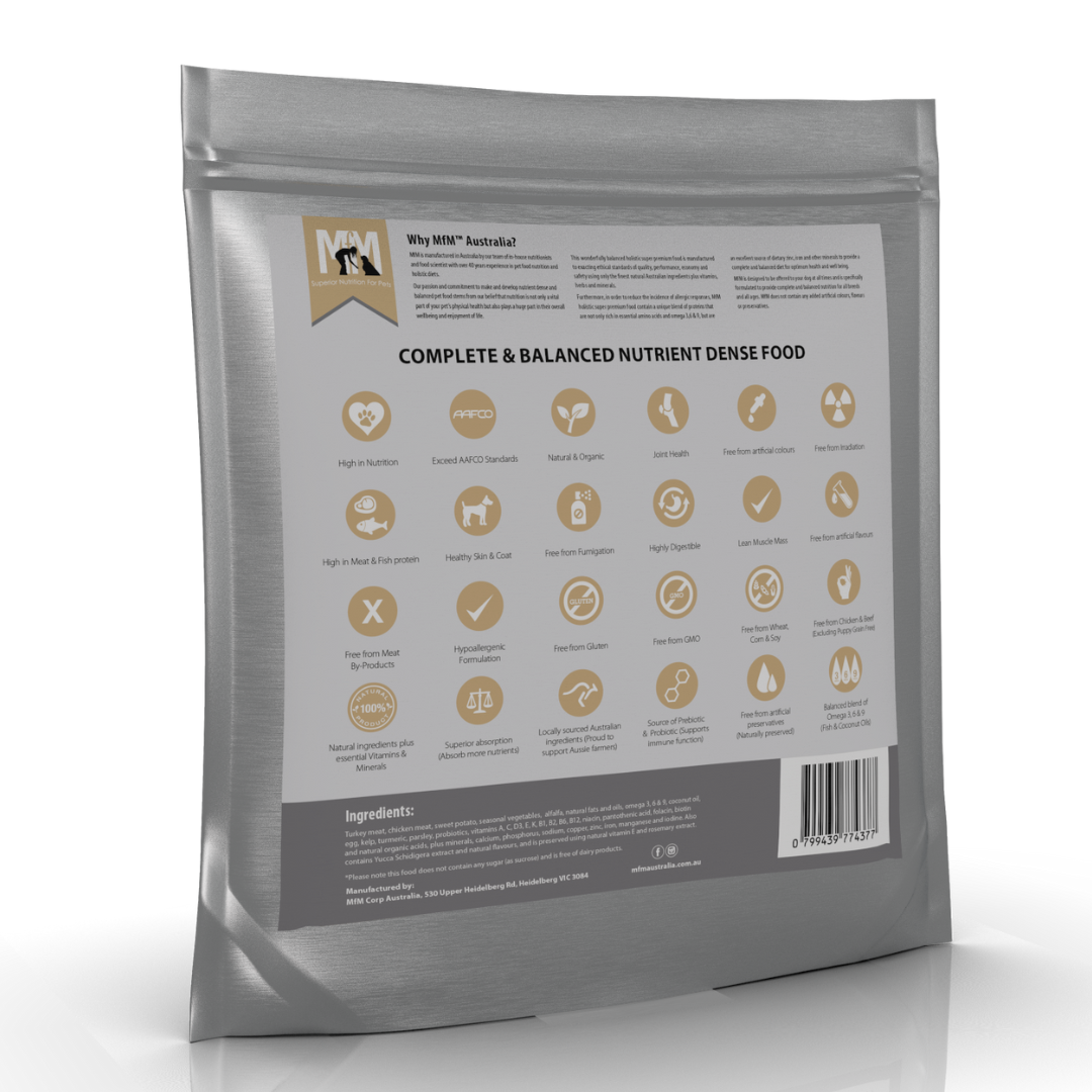 MFM Puppy Large Kibble Turkey & Chicken Grain & Gluten Free (Grey)