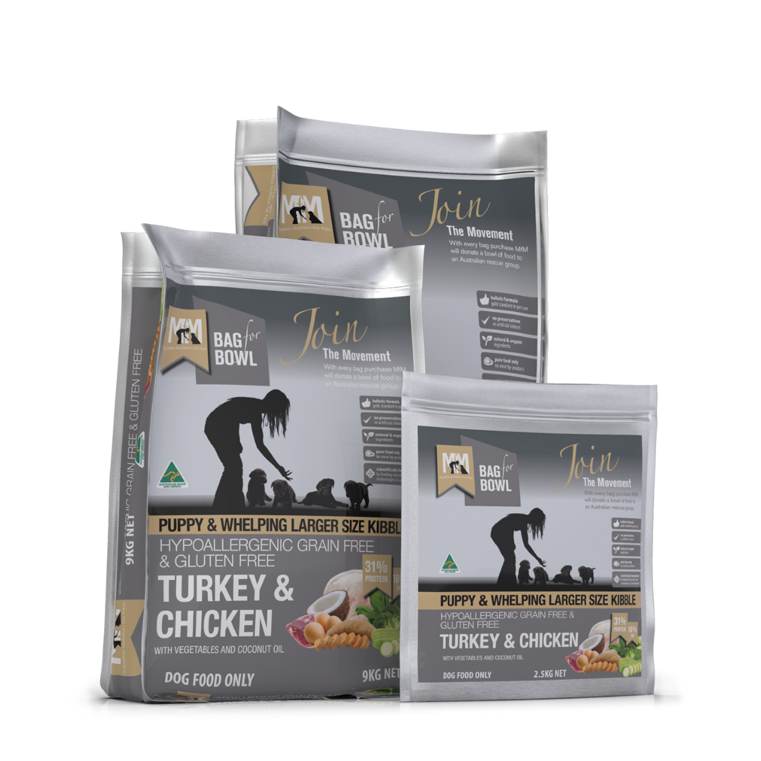 MFM Puppy Large Kibble Turkey & Chicken Grain & Gluten Free (Grey)
