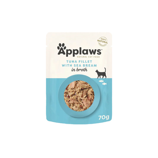 Applaws Cat Broth Pouch Tuna Sea Bream 70g (16pk)