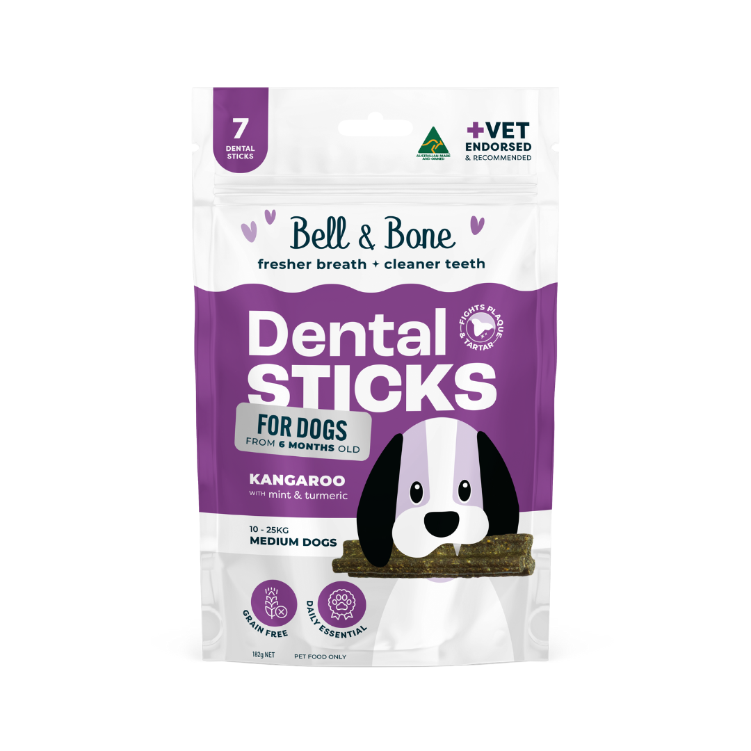 Bell & Bone Dog Dental Sticks Roo, Mint & Turmeric Adult (7pc)