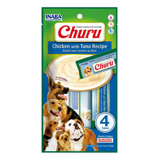 INABA Dog Churu Puree 4P Chicken With Tuna 56g (6pk)