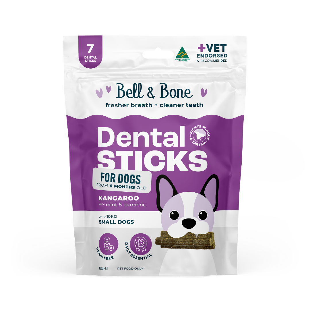Bell & Bone Dog Dental Sticks Roo, Mint & Turmeric Adult (7pc)