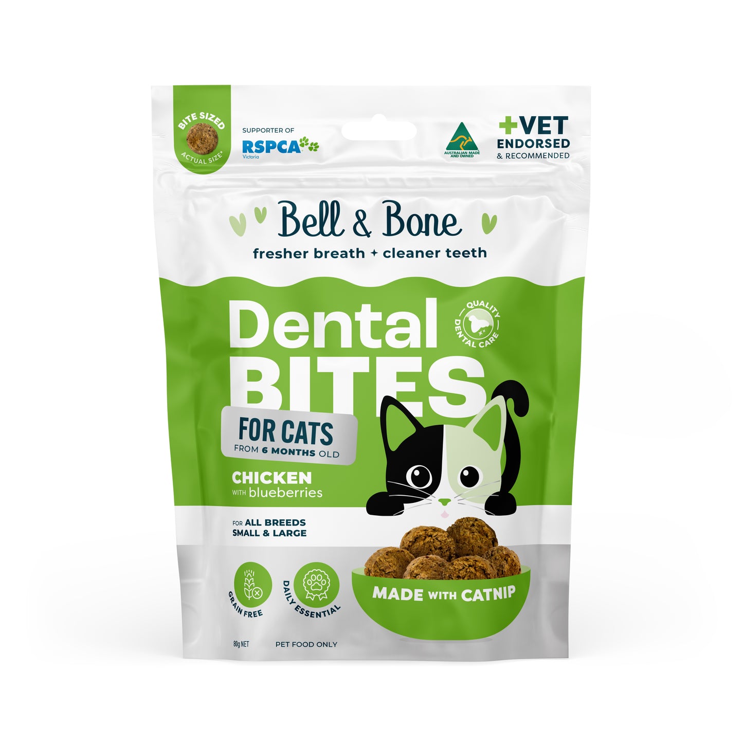 Bell & Bone Cat Dental Bites Chicken Blueberry 80g