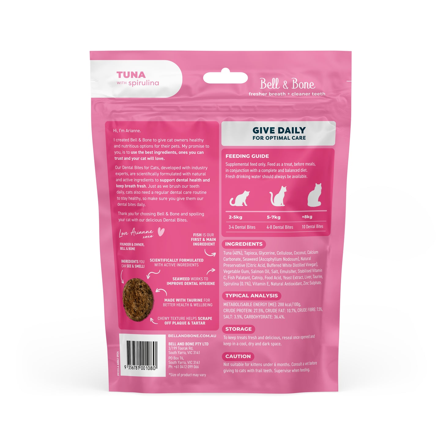 Bell & Bone Cat Dental Bites Tuna Spirulina 80g