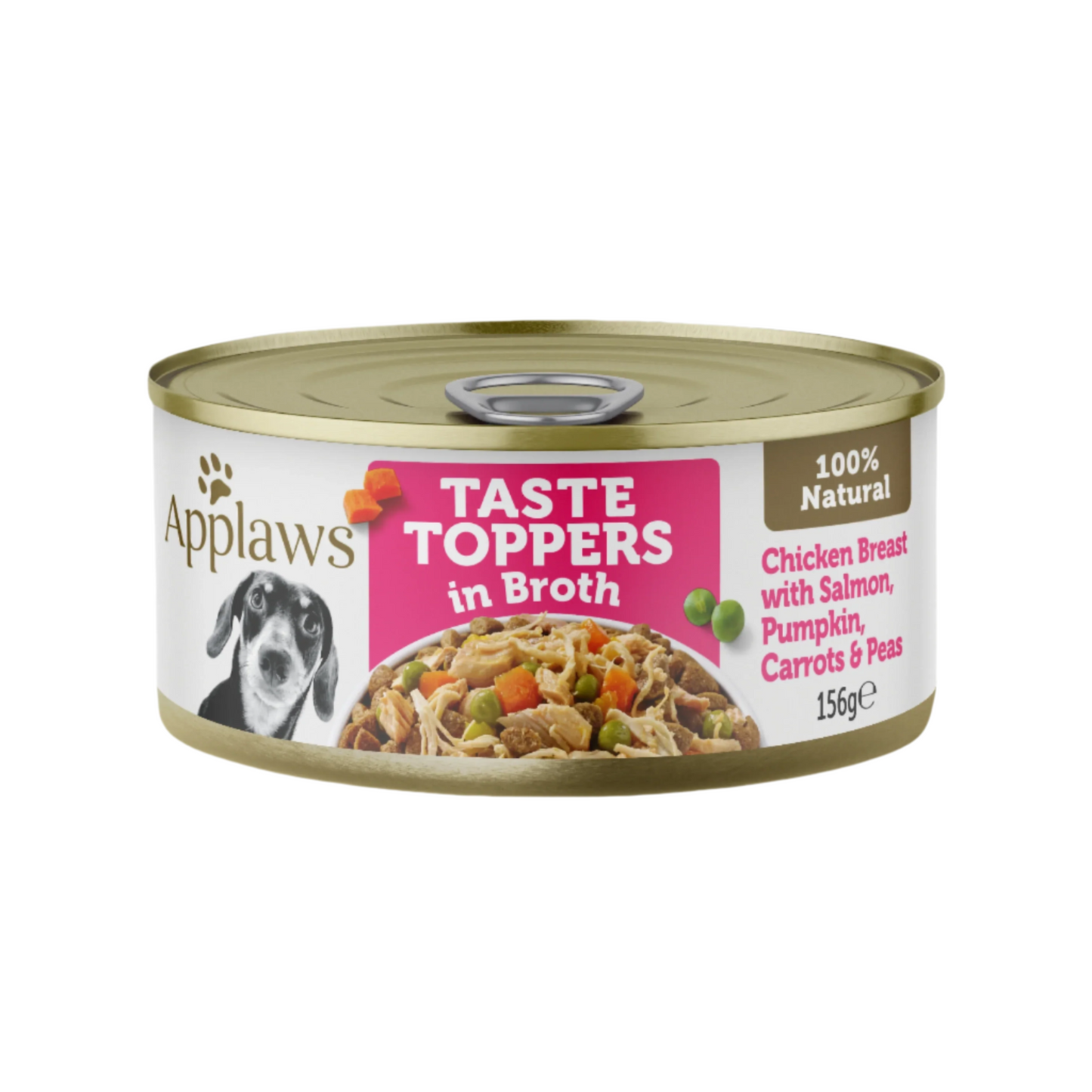Applaws Dog Taste Toppers Chicken, Salmon & Veg in Broth 156g (16pk)