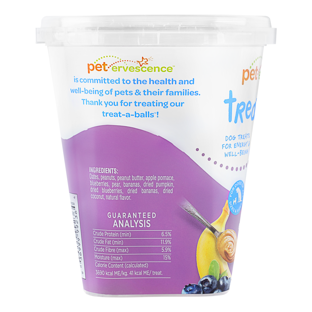 Petervescence Treat-A-Balls Peanut Butter, Blueberry, and Banana 198g