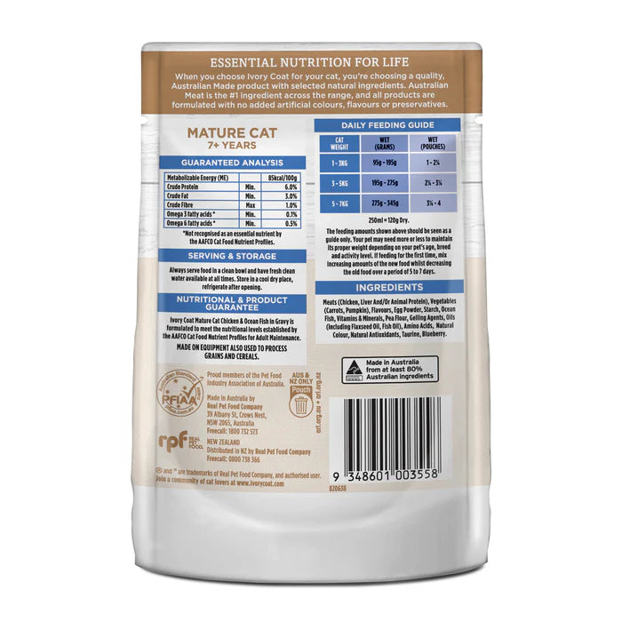 Ivory Coat Cat Lite Mature Chicken Ocean Fish in Gravy 85g (12pk)
