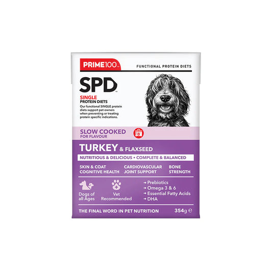 PRIME100 SPD Slow Cooked Turkey & Flaxseed 354g (12pk)