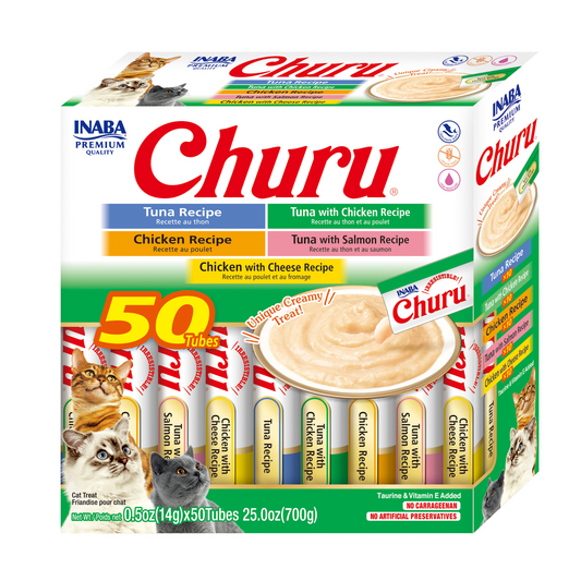 INABA Cat Churu Puree Tuna Chicken Varieties 14g (50pc Box)
