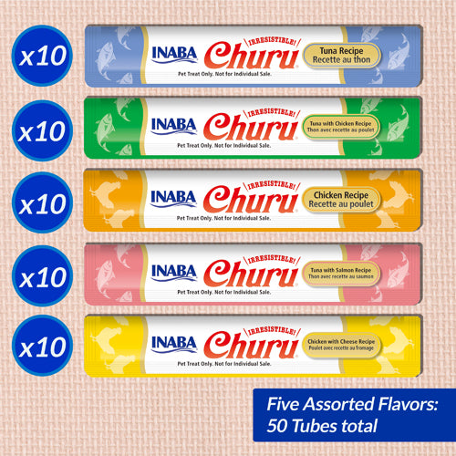 INABA Cat Churu Puree Tuna Chicken Varieties 14g (50pc Box)