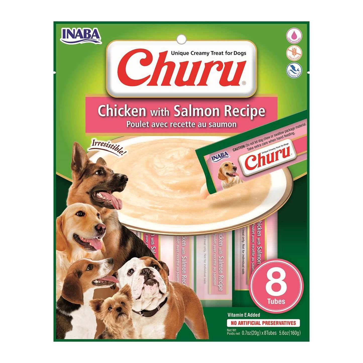 Inaba Dog Churu Puree 8P Chicken with Salmon 160g (6pk)