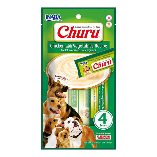 INABA Dog Churu Puree 4P Chicken & Vegetable 56g (6pk)