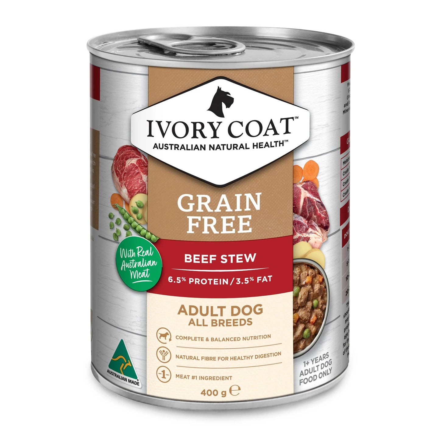 Ivory Coat Dog Adult Grain Free Beef Stew 400g (12pk)