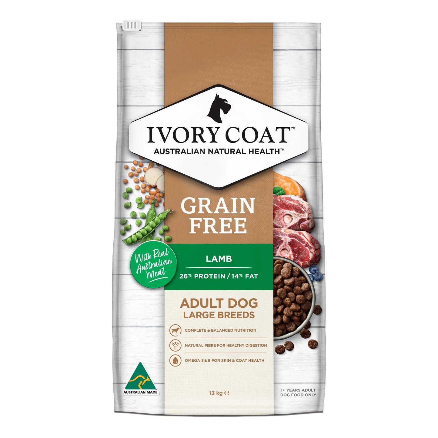 Ivory Coat Dog Adult Grain Free Large Breed Lamb 2kg