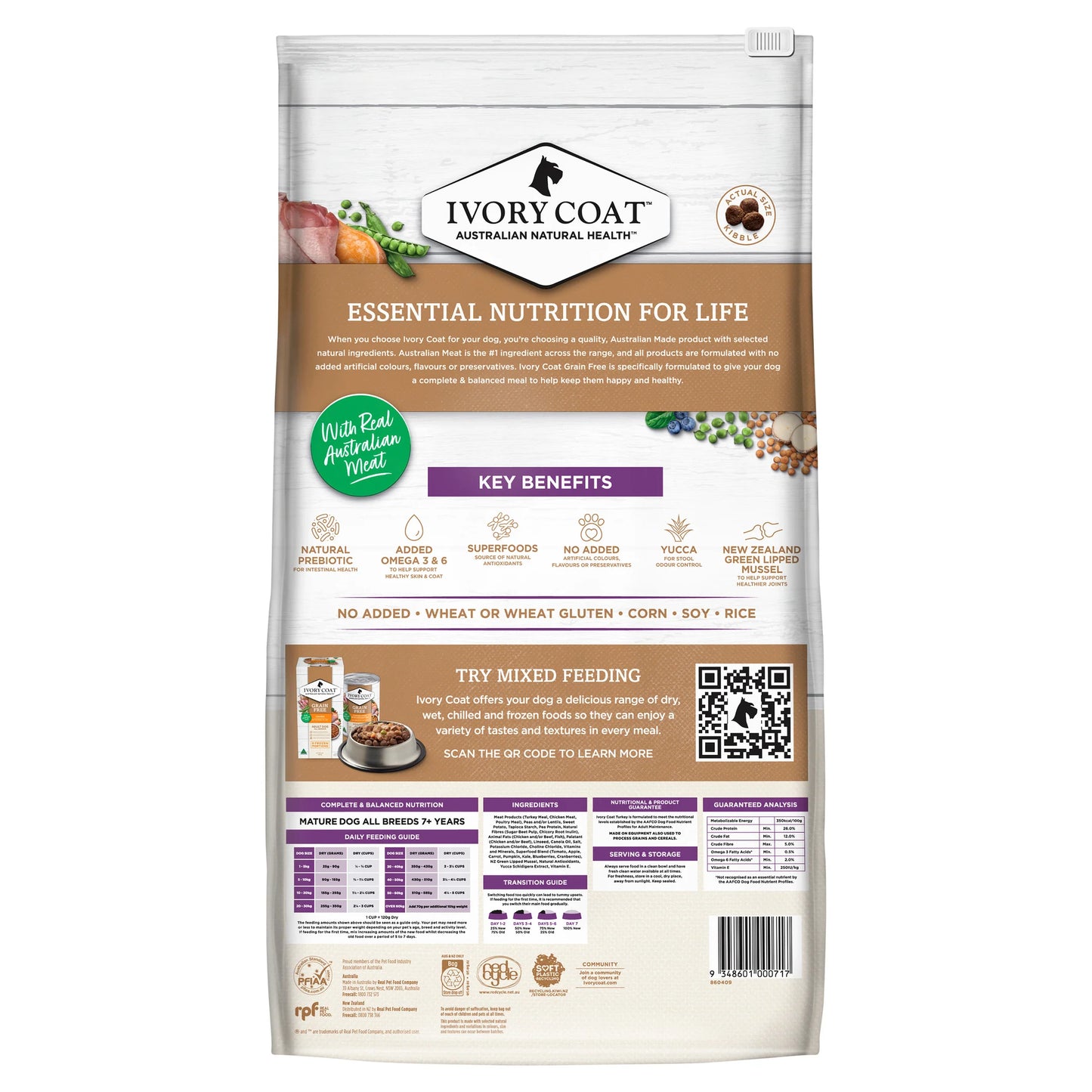 Ivory Coat Dog Mature Grain Free Turkey 13kg