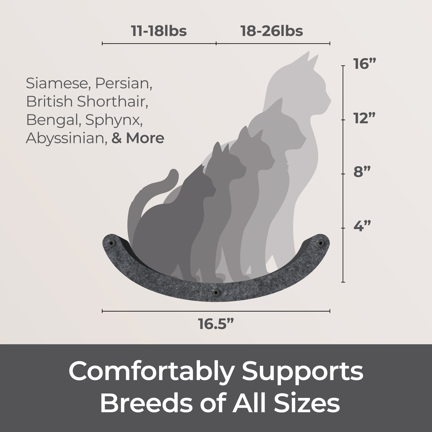 Pryde Pets Wall Meow-nted Cat Climber - Curved Shelf