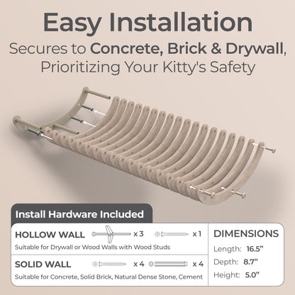 Pryde Pets Wall Meow-nted Cat Climber - Curved Shelf