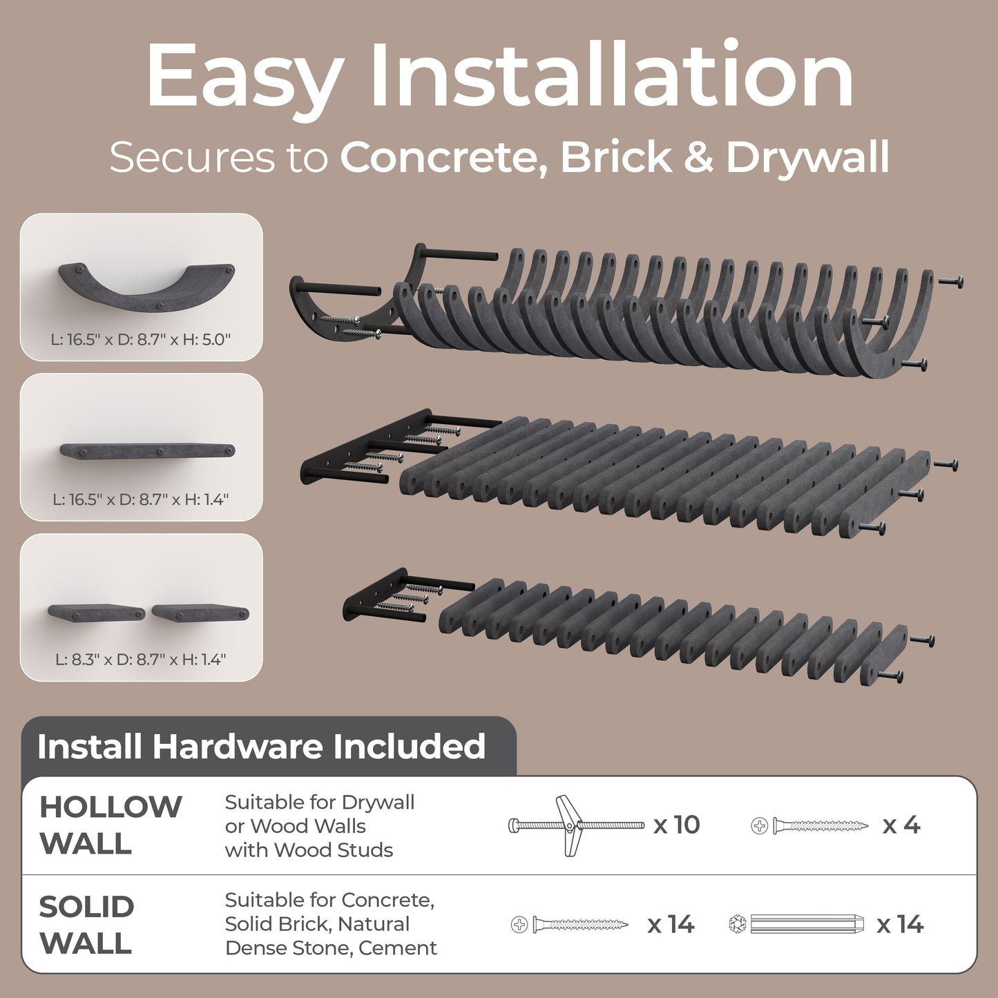 Pryde Pets Wall Meow-nted Cat Climbers - Set of 4 Shelves