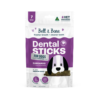 Bell & Bone Dog Dental Sticks Roo, Mint & Turmeric Adult (7pc)