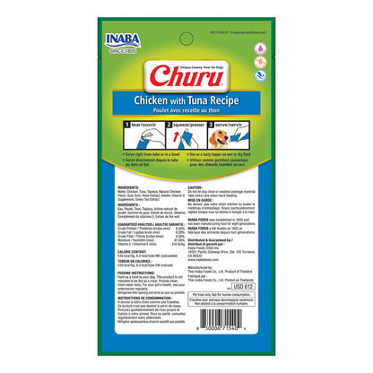 Inaba Dog Churu Puree 4P Chicken With Tuna 56g (6pk)