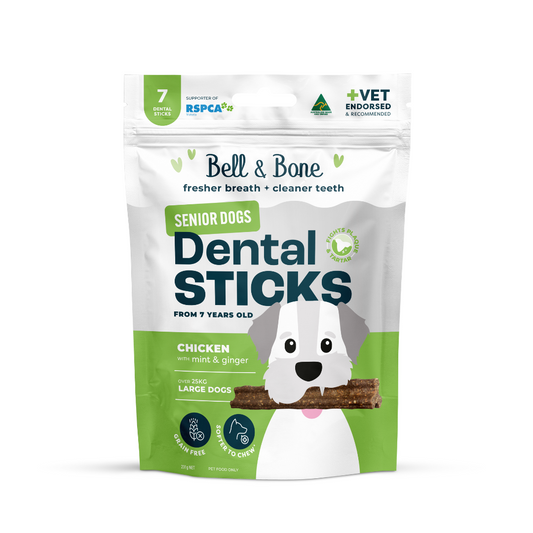 Bell & Bone Dog Dental Sticks Chicken, Mint, Ginger Senior (7pc)