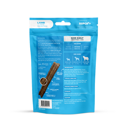 Bell & Bone Dog Dental Sticks Lamb, Mint & Manuka Honey Adult (7pc)