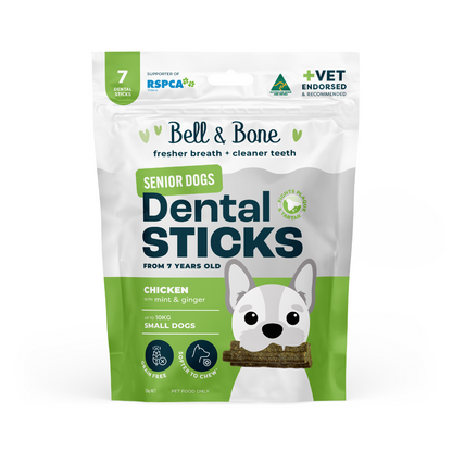 Bell & Bone Dog Dental Sticks Chicken, Mint, Ginger Senior (7pc)