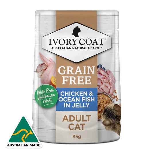 Ivory Coat Cat Adult Chicken & Ocean Fish in Jelly 85g  (12pk)
