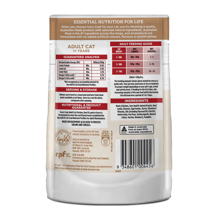 Ivory Coat Adult Cat Chicken with Beef & Lamb 85g (12pk)
