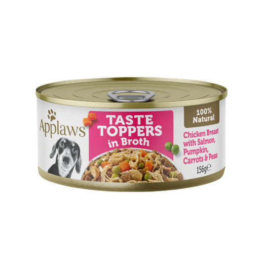 Applaws Dog Taste Toppers Chicken, Salmon & Veg in Broth 156g (16pk)