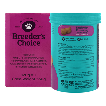 Breeder's Choice Tasty Treats - Duck, Rosemary & Catnip 120g (3pk)