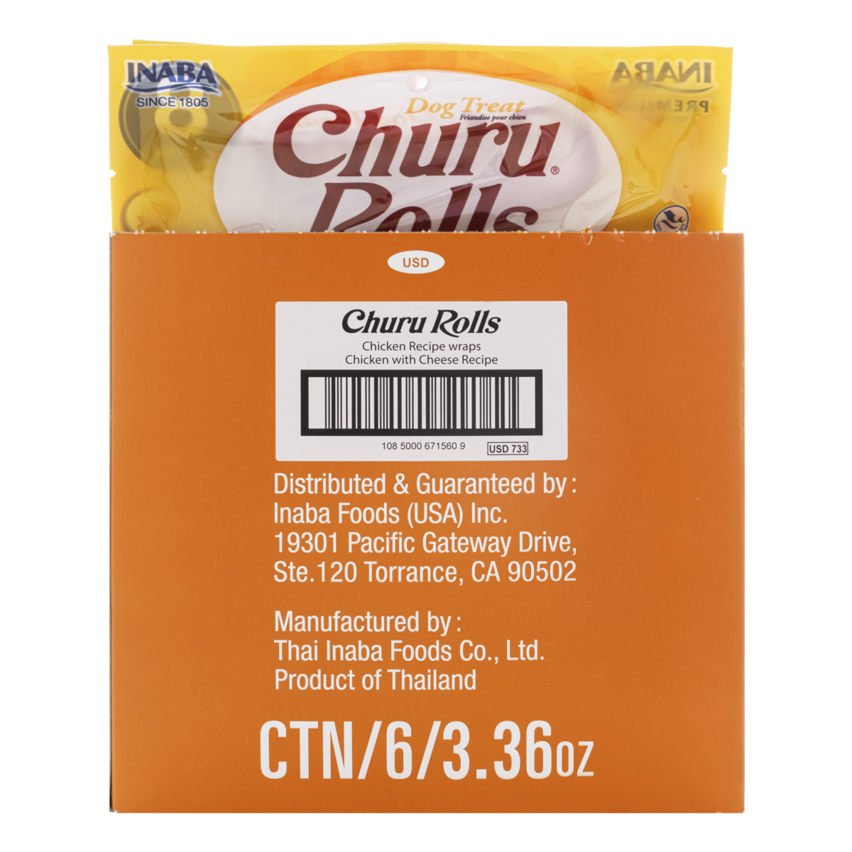 INABA Churu Rolls Chicken Wraps with Cheese 96g (6pk)