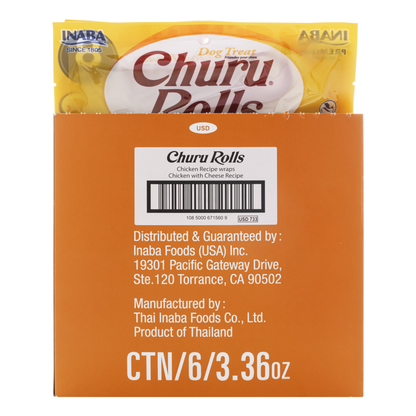 INABA Churu Rolls Chicken Wraps with Cheese 96g (6pk)