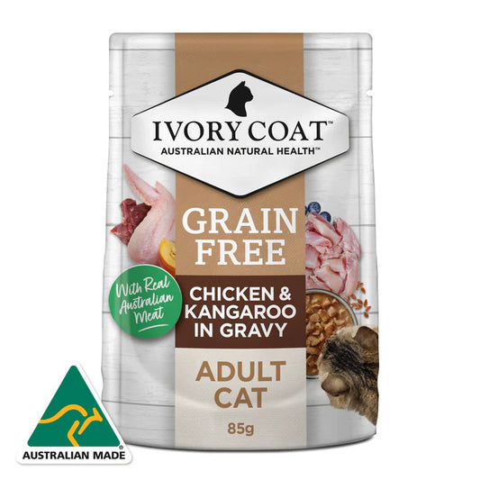 Ivory Coat Cat Adult Chicken & Kangaroo in Gravy 85g (12pk)