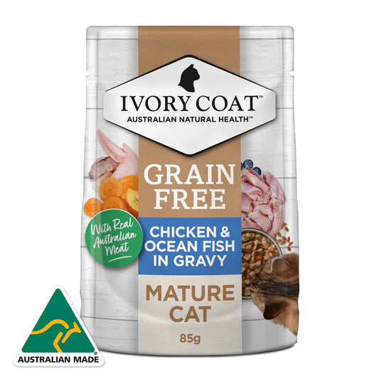 Ivory Coat Cat Lite Mature Chicken Ocean Fish in Gravy 85g (12pk)