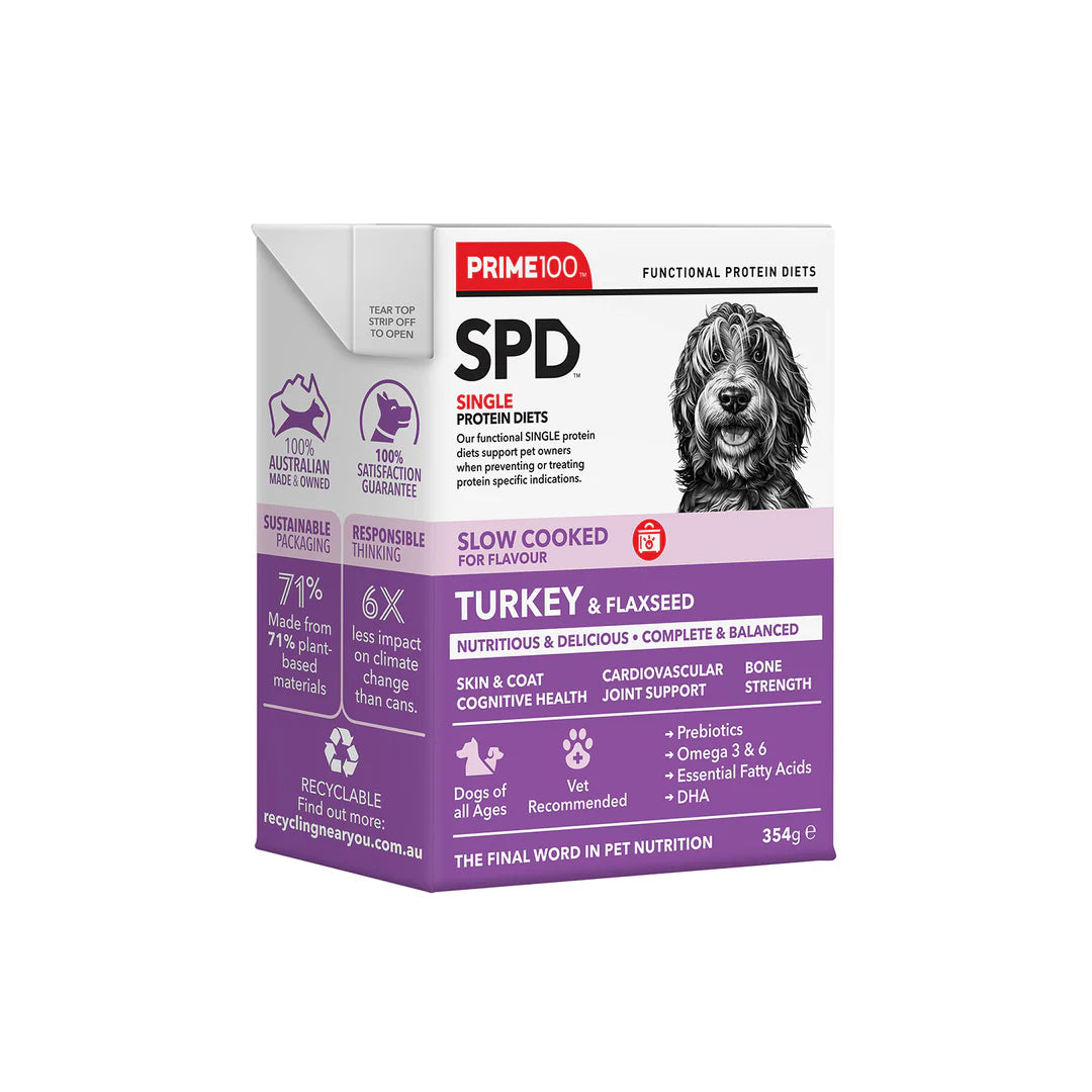 PRIME100 SPD Slow Cooked Turkey & Flaxseed 354g (12pk)