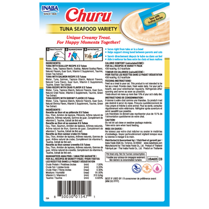 INABA Cat Churu Puree Tuna Seafood Varieties 14g (20pc Box)