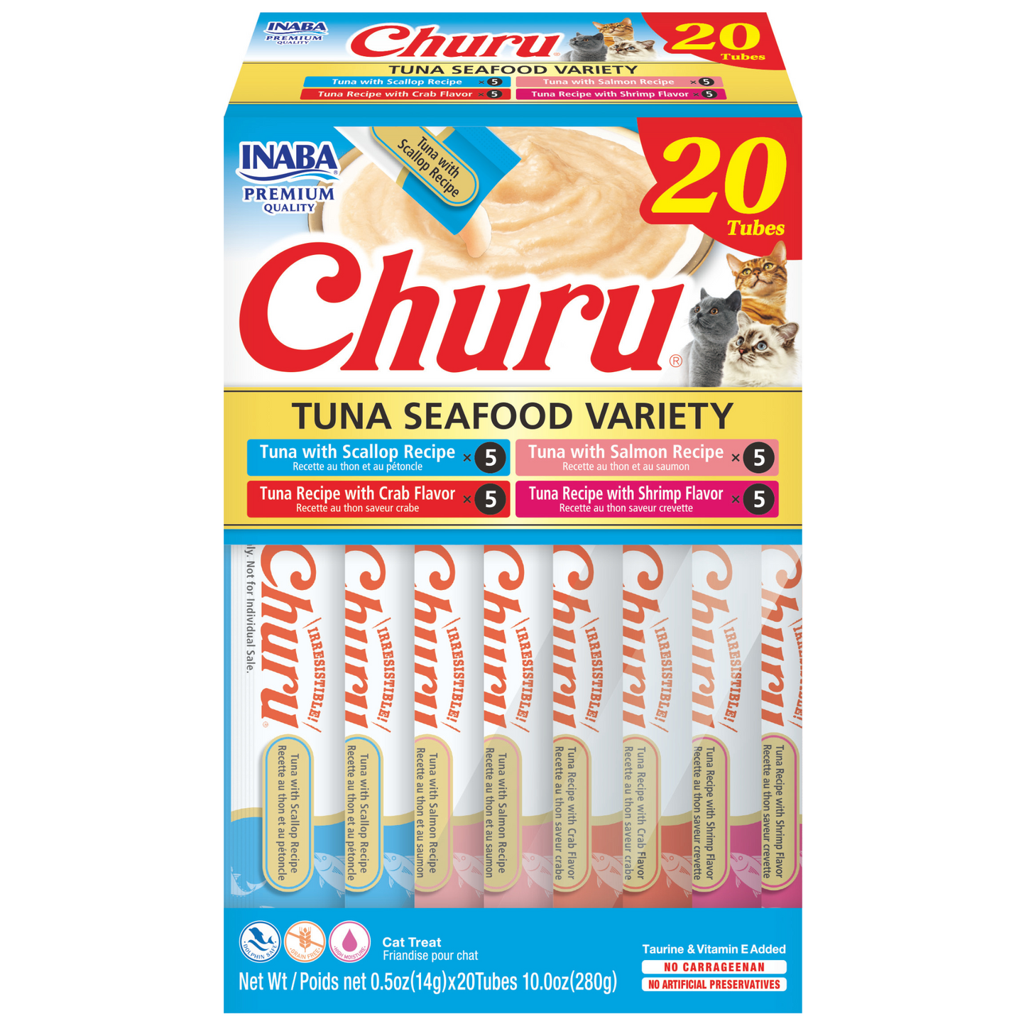 INABA Cat Churu Puree Tuna Seafood Varieties 14g (20pc Box)