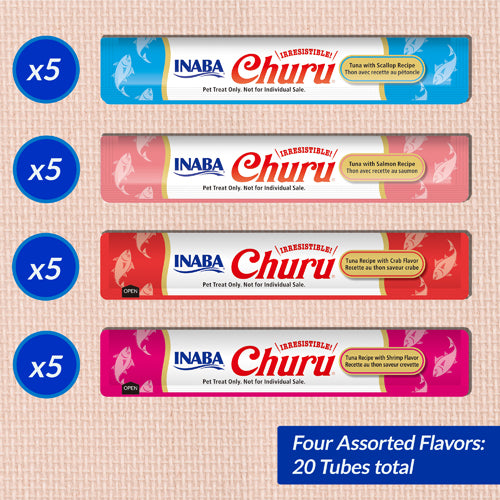 INABA Cat Churu Puree Tuna Seafood Varieties 14g (20pc Box)