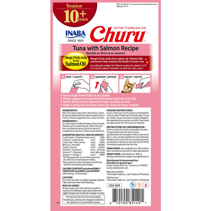 INABA Cat Churu Puree Senior 10+ Tuna & Salmon 56g (6pk)