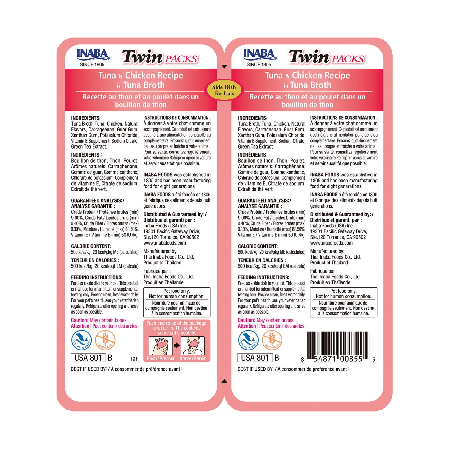 Inaba Cat Twin Packs Tuna & Chicken in Tuna Broth 80g (6pk)