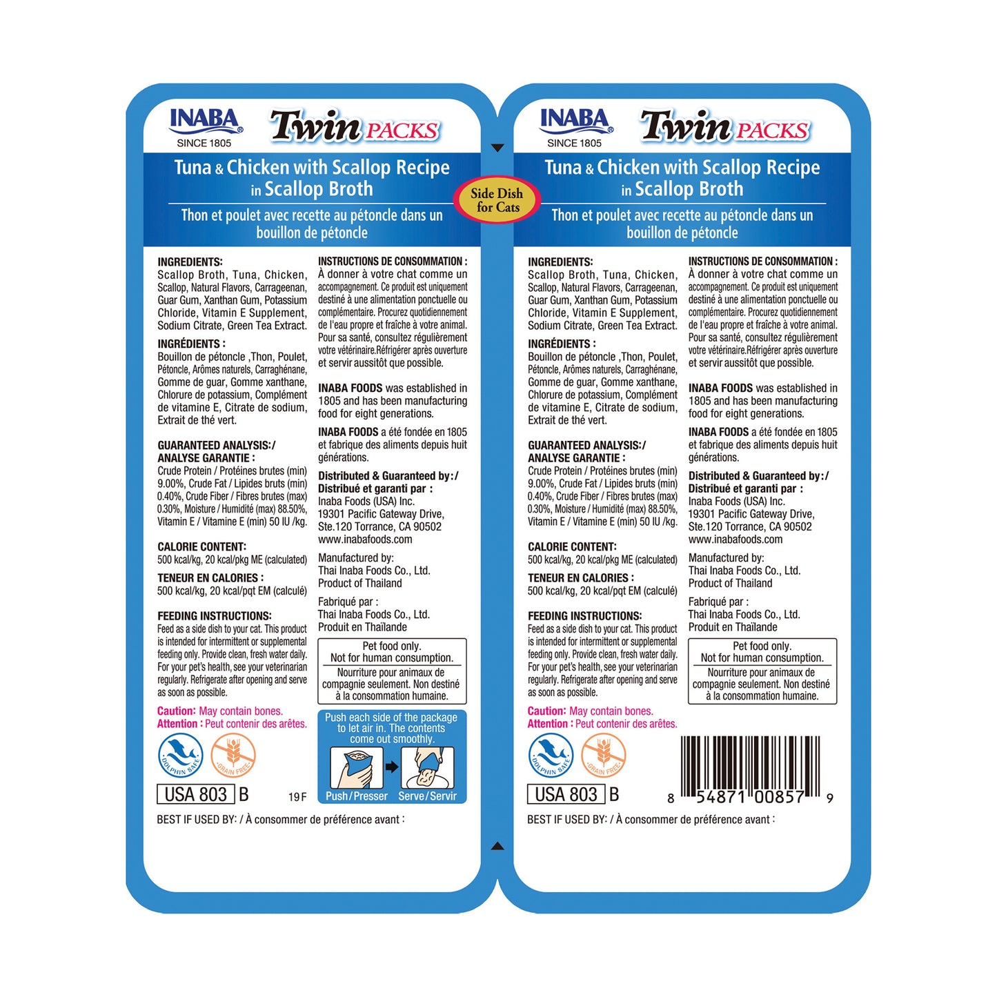 Inaba Cat Twin Packs Tuna & Chicken in Scallop Broth 80g (6pk)