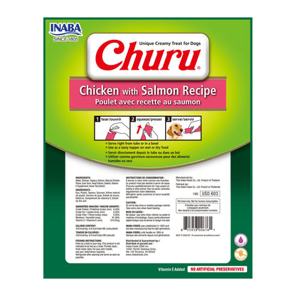 Inaba Dog Churu Puree 8P Chicken with Salmon 160g (6pk)