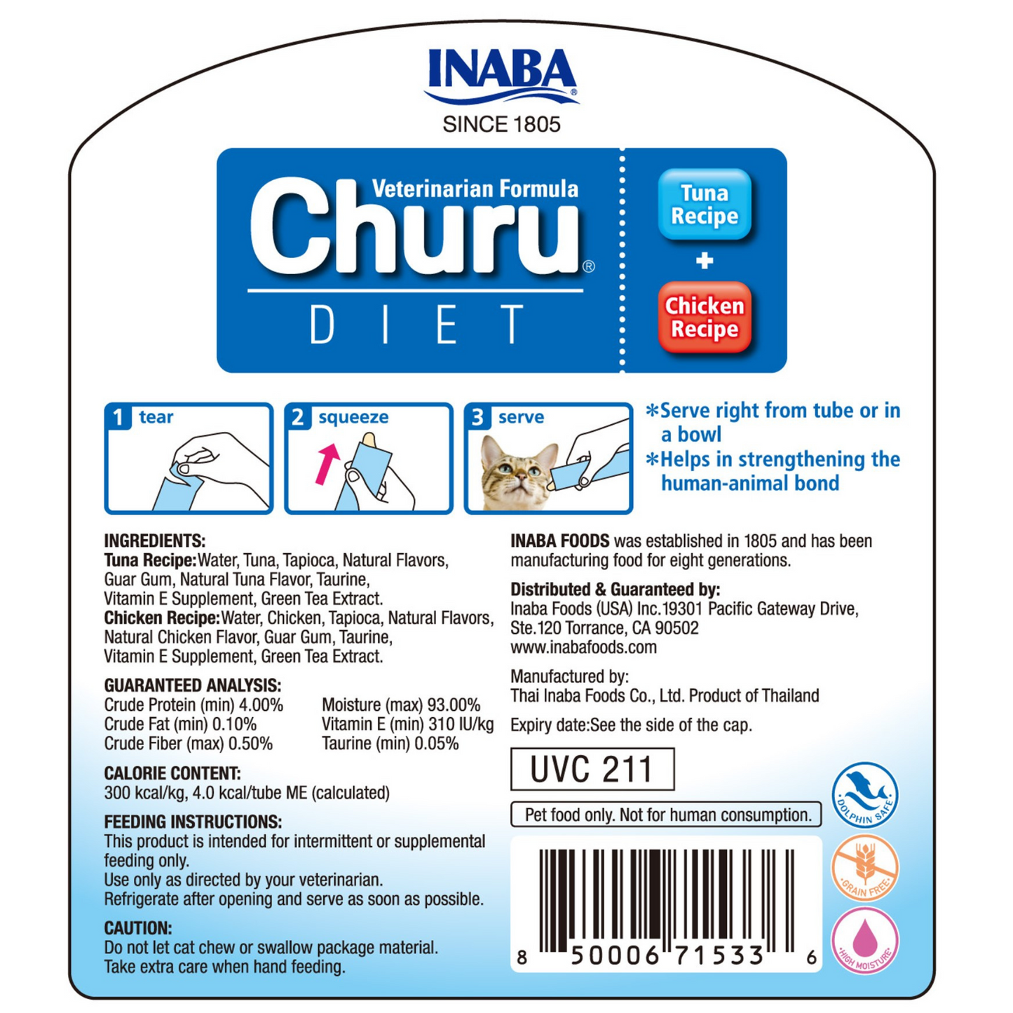 INABA Cat Churu Puree Diet Tuna & Chicken 14g (50pc Box)